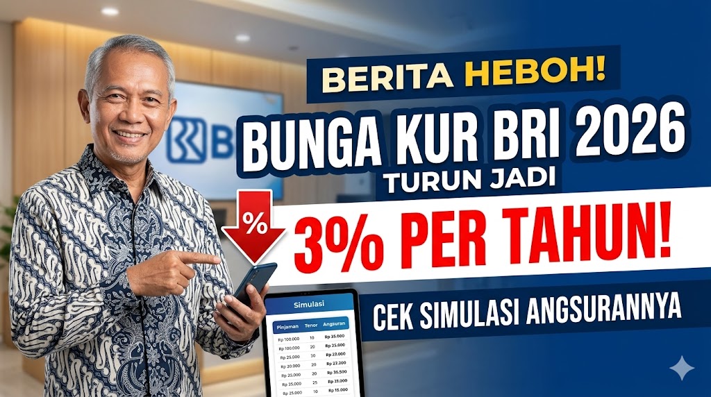 Bunga KUR BRI 2026 Turun Jadi 3 Persen per Tahun, Ini Simulasi Angsurannya